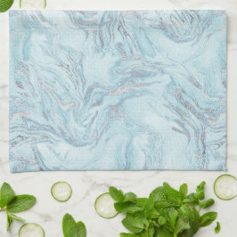 Blauw Aqua Zilver Marmer Theedoek
