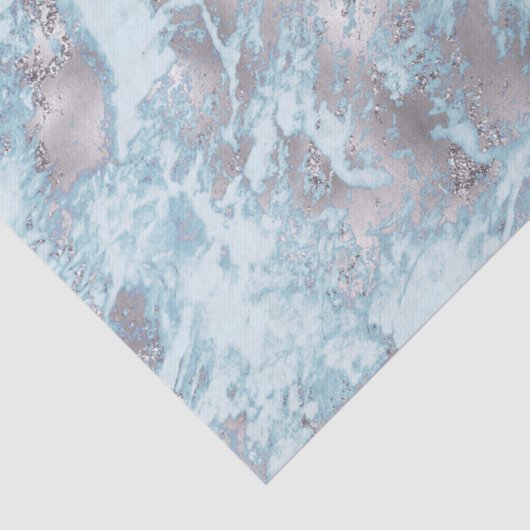 Blauw Aqua Zilver Marmer Tissuepapier (Detail)