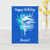 Blauw-Aquablauw silhouet schelp kaartsymbool Kaart (Gele Bloem)