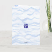 Blauw-aquablauwe koraalsilhouet kaart (Achterkant)