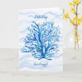 Blauw-aquablauwe koraalsilhouet kaart (Gele Bloem)