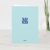 Blauw-Aquablauwe Silhouette schelp Kaart (Achterkant)