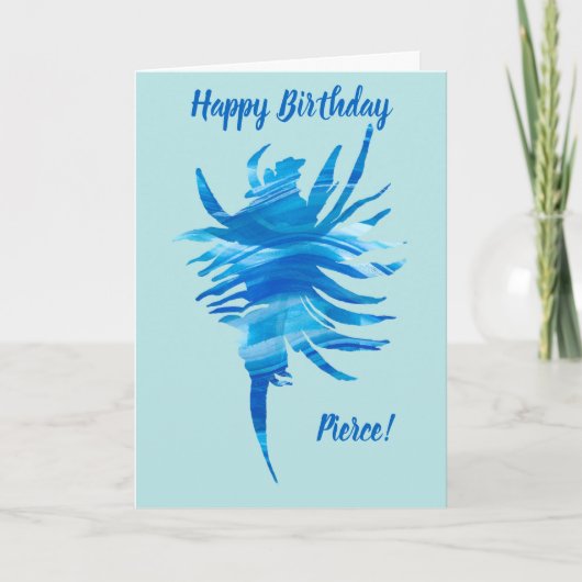 Blauw-Aquablauwe Silhouette schelp Kaart (Voorkant)