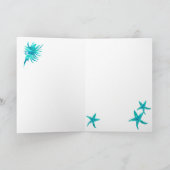 Blauw-Aquablauwe Silhouette schelp Kaart (Binnen)