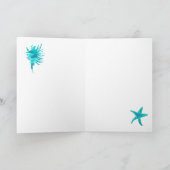 Blauw-Aquablauwe Silhouette schelp Kaart (Binnen)