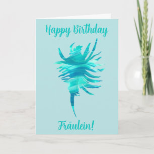 Blauw-Aquablauwe Silhouette schelp Kaart