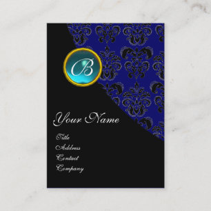 BLAUW AQUAMARINE DAMASKMONOGRAM, turquase roze Visitekaartje