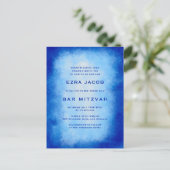 Blauw Aquarel Aangepaste Bar Mitswa Briefkaart (Staand voorkant)
