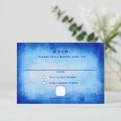 Blauw Aquarel Aangepaste Bar Mitswa RSVP Kaartje (Staand voorkant)
