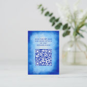 Blauw Aquarel Aangepaste QR Code Bar Mitzvah Informatiekaartje (Staand voorkant)