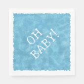 Blauw Aquarel Aangepaste Tekst Baby Shower Oh Baby Servet (Voorkant)