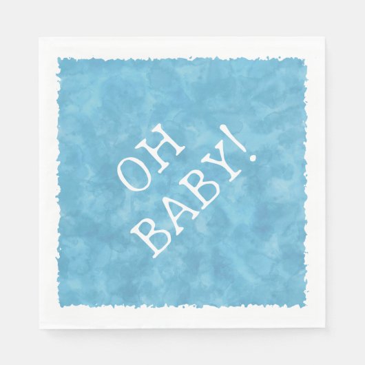 Blauw Aquarel Aangepaste Tekst Baby Shower Oh Baby Servet (Voorkant)