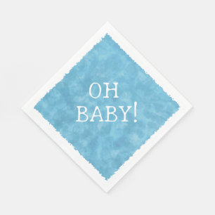 Blauw Aquarel Aangepaste Tekst Baby Shower Oh Baby Servet