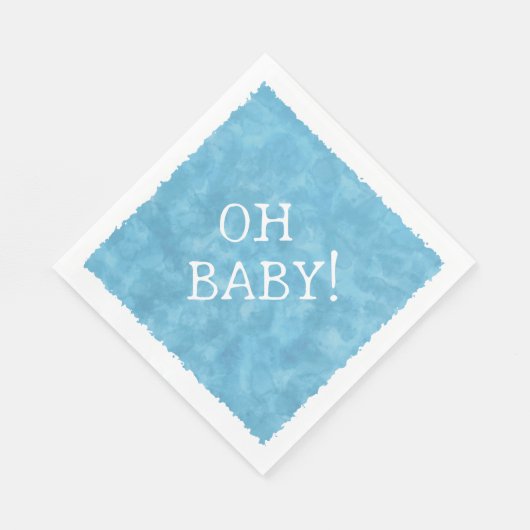 Blauw Aquarel Aangepaste Tekst Baby Shower Oh Baby Servet (Hoek)