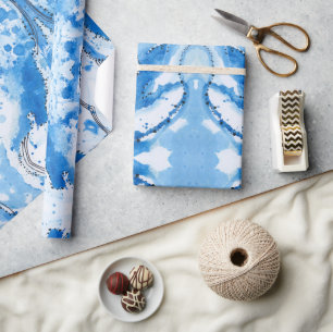Blauw Aquarel Abstract Gifttwikkelpapier Cadeaupapier