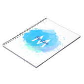 Blauw Aquarel Abstract Monogram Naam Notitieboek (Linkerzijde)