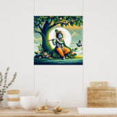 Blauw Aquarel Abstract Poster van Heer Krishna (Keuken)