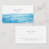 Blauw aquarel abstract visitekaartje ontwerp (Voorkant / Achterkant)