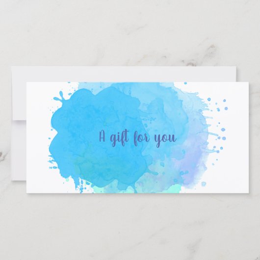 Blauw Aquarel Abstract Zakelijk Cadeaubon (Voorkant)