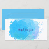 Blauw Aquarel Abstract Zakelijk Cadeaubon (Voorkant / Achterkant)
