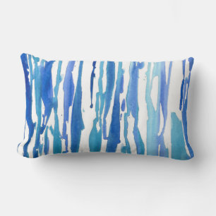Blauw Aquarel Abstracte Strepen Kussen