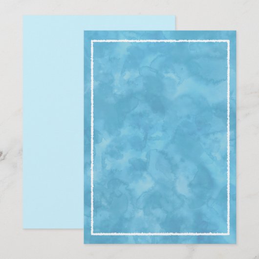 Blauw Aquarel Baby Shower Rechthoek Sjabloon  Kaart (Voorkant / Achterkant)