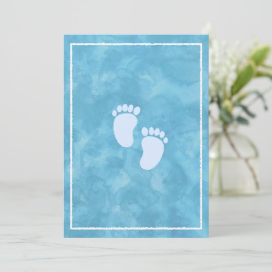 Blauw Aquarel Baby Shower Rechthoek Sjabloon  Kaart (Staand voorkant)