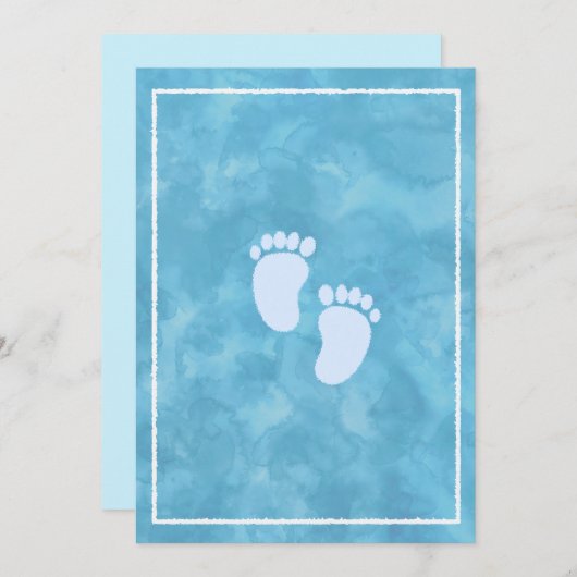 Blauw Aquarel Baby Shower Rechthoek Sjabloon  Kaart (Voorkant / Achterkant)