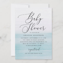 Blauw Aquarel Babyfeest | Elegante Kust