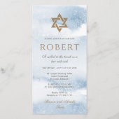 Blauw Aquarel Bar Mitswa Mobiele Uitnodiging (Voorkant)