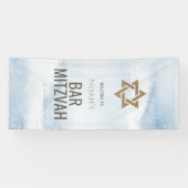 Blauw Aquarel Bar Mitzvah Verticale Vinyl Banner (Horizontaal)
