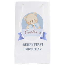 Blauw Aquarel Beer 1e Verjaardagsfeestje Klein Cadeauzakje
