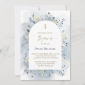 blauw aquarel blad Baptism  Kaart (Voorkant)