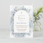 blauw aquarel blad Baptism  Kaart (Staand voorkant)