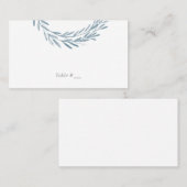 Blauw Aquarel Blad Element Trouw Escortkaart Plaatskaartje (Voorkant / Achterkant)