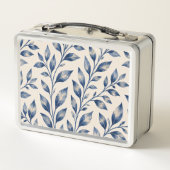 Blauw aquarel blad lunchbox (Achterkant)