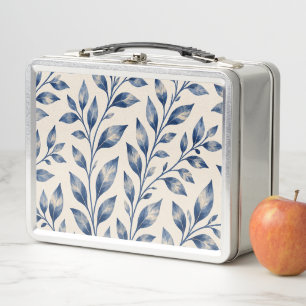 Blauw aquarel blad lunchbox