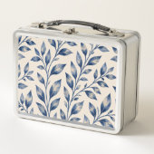 Blauw aquarel blad lunchbox (Voorkant)