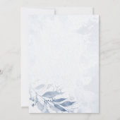 Blauw Aquarel Bladeren Bloemen Botanische Bruiloft Kaart (Achterkant)