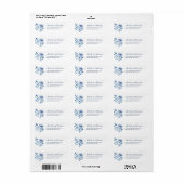 Blauw Aquarel Bloem Bruiloft Retouradres Etiket (Full Sheet)