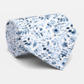 Blauw Aquarel Bloem, Elegante Stropdas (Opgerold)