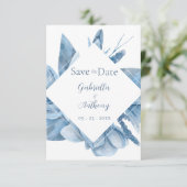 Blauw Aquarel Bloem Frame  Save The Date (Staand voorkant)