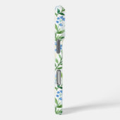 Blauw Aquarel Bloem Initialen Case-Mate iPhone Case (Achterkant / Rechts)