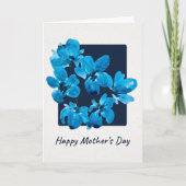 Blauw Aquarel Bloem Moederdag Kaart (Voorkant)