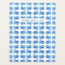 Blauw Aquarel Bloem Motief Persoonlijke Planner