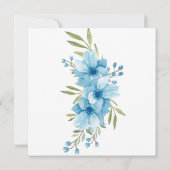 Blauw Aquarel Bloem Vierkant Uitnodiging (Achterkant)