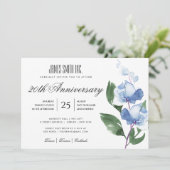 BLAUW AQUAREL BLOEMEN BEDRIJFSEVENEMENT KAART (Staand voorkant)