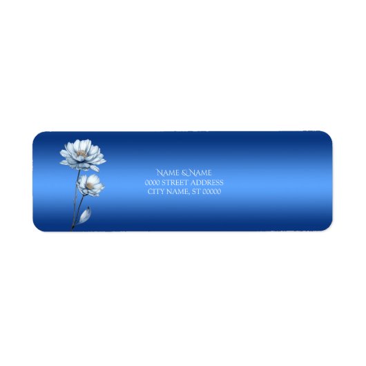 Blauw Aquarel Bloemen Retouradres Label (Voorkant)