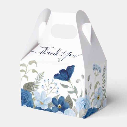 blauw aquarel bloemenbruiloft bedankdoosjes (Achterkant)