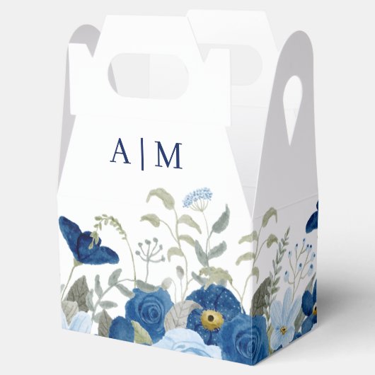 blauw aquarel bloemenbruiloft bedankdoosjes (Geopend)